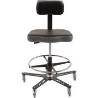 TF160™ Industrial Grade Ergonomic Chair, Mobile, Adjustable, 20-1/2" - 28-1/2", Vinyl Seat, Black/Grey OP491 | Nassau Supply