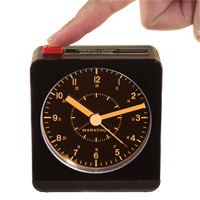 Desk Alarm Clock, Analog, Battery Operated, 3.5" W x 1.5" D x 3.75" H, Black Nassau Supply