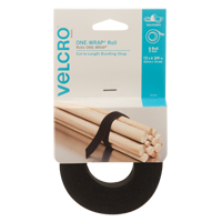 Ruban d'attaches One-Wrap, Boucle et crochet, 12' x 3/4", Auto-aggripant, Noir Nassau Supply