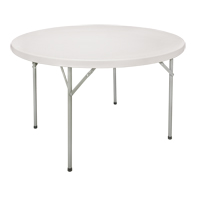 Folding Table, Round, 48" L x 48" W, Polyethylene, White Nassau Supply