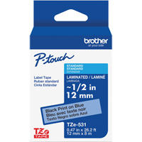 Ruban lamin&eacute; pour P-Touch, 12 mm x 8 m, Noir sur bleu Nassau Supply