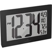 Self-Setting & Self-Adjusting Wall Clock with Stand, Digital, Battery Operated, Black OR493 | Nassau Supply