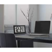 Self-Setting & Self-Adjusting Wall Clock with Stand, Digital, Battery Operated, Black Nassau Supply