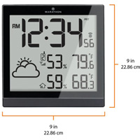 Self-Setting Weather Station and Clock, Digital, Battery Operated, Black OR504 | Nassau Supply