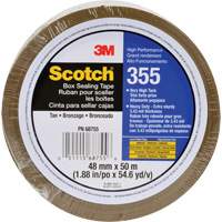 Scotch&reg; 355 Box Sealing Tape, Hot Melt Adhesive, 3.4 mils, 48 mm (1-22/25") x 50 m (164') Nassau Supply