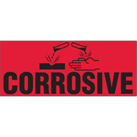 "Corrosive" Special Handling Labels, 5" L x 2" W, Black on Red PB422 | Nassau Supply