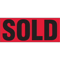 "Sold" Special Handling Labels, 5" L x 2" W, Black on Red PB423 | Nassau Supply