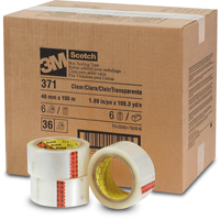 Scotch&reg; Box Sealing Tapes 371, Hot Melt Adhesive, 2 mils, 48 mm (1-22/25") x 100 m (328') Nassau Supply