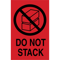 "Do Not Stack" International Shipping Labels, 6" L x 4" W, Black on Red Nassau Supply