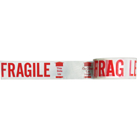 Ruban imprim&eacute; bilingue – Fragile ce c&ocirc;t&eacute; en haut, Rouge/blanc Nassau Supply