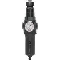 Manual Drain Filter/Regulator with Metal Bowl & Gauge Modulair 400, 1/2" NPT, 200 psi, 9.1 fl. oz. Capacity Nassau Supply