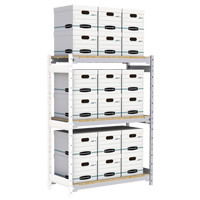 Wide Span Record Storage Shelving, Steel, 3 Shelves, 42" W x 18" D x 60" H, Add-On Kit RN148 | Nassau Supply