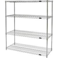 Heavy-Duty Chromate Wire Shelving, 4 Tiers, 30" W x 54" H x 14" D Nassau Supply