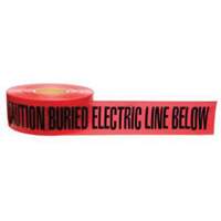 "Buried Electric Line" Identoline&reg; Underground Warning Tape, 3" W x 1000' L, Black on Red Nassau Supply