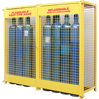 Gas Cylinder Cabinets, 20 Cylinder Capacity, 88" W x 30" D x 74" H, Yellow Nassau Supply