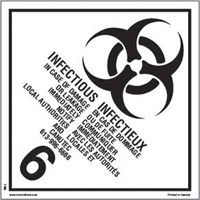 Infectious Substances TDG Shipping Labels, 4" L x 4" W, Black on White SAG874 | Nassau Supply