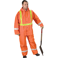 Tornado Traffic Rain Suit, PVC, Small, High Visibility Orange Nassau Supply