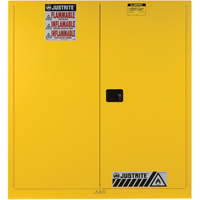 Sure-Grip<sup>®</sup> EX Vertical Drum Storage Cabinets, 110 US gal. Cap., 2 Drums, Yellow SAQ048 | Nassau Supply