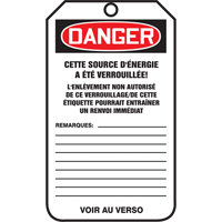 Lockout Tags, Cardstock, 3-1/8" W x 5-7/8" H, French Nassau Supply