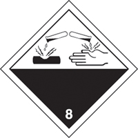 TDG Shipping Labels, Class 8, Corrosives, Vinyl Nassau Supply