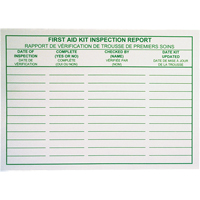 First Aid Kit Inspection Report Cards SAY532 | Nassau Supply
