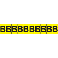 Rep&egrave;res adh&eacute;sifs &agrave; lettres individuelles, E, 1" h, Noir sur jaune Nassau Supply