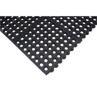 Tapis modulaire antifatigue, Nid d'abeilles, 3' x 3' x 1/2", Noir, Caoutchouc naturel Nassau Supply
