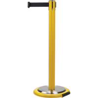 Barri&egrave;res sur pieds pour le contr&ocirc;le des foules, Acier, 35" h, Ruban Noir, Longueur du ruban 7' Nassau Supply