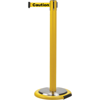 Barri&egrave;res sur pieds pour le contr&ocirc;le des foules, Acier, 35" h, Ruban Jaune, Longueur du ruban 7' Nassau Supply