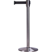 Barri&egrave;res sur pieds pour le contr&ocirc;le des foules, Acier, 35" h, Ruban Noir, Longueur du ruban 12' Nassau Supply