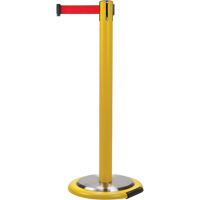 Barri&egrave;res sur pieds pour le contr&ocirc;le des foules, Acier, 35" h, Ruban Rouge, Longueur du ruban 12' Nassau Supply