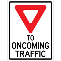 "Yield to Oncoming Traffic" Roll-Up Sign Traffic Sign, 36" x 48", Vinyl, English with Pictogram Nassau Supply