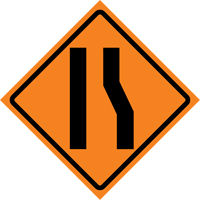 Merge Left Roll-Up Traffic Sign, 36" x 36", Vinyl, Pictogram Nassau Supply
