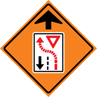 Yield Ahead Roll-Up Traffic Sign, 29-1/2" x 29-1/2", Vinyl, Pictogram Nassau Supply