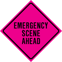 "Emergency Scene Ahead" Roll-Up Traffic Sign, 36" x 36", Vinyl, English Nassau Supply