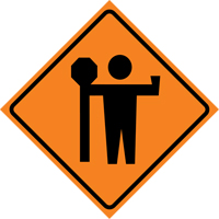 Flagman Roll-Up Sign Traffic Sign, 36" x 36", Vinyl, Pictogram Nassau Supply