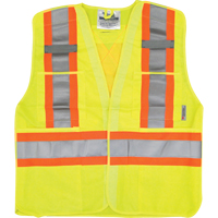 Traffic Safety Vest, High Visibility Lime-Yellow, Medium/Small, Polyester Nassau Supply