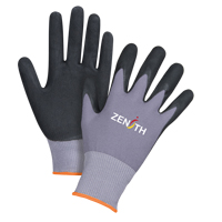 Gants ZX-1 de premi&egrave;re qualit&eacute; compatibles avec les &eacute;crans tactiles, 7/Petit, R&ecirc;vetement Nitrile/Mousse de nitrile, Calibre 15, Enveloppe en Nylon Nassau Supply