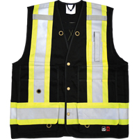 Fire Retardant Surveyor Safety Vest, Black, Small, Cotton Nassau Supply