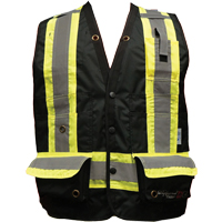 Fire Retardant Surveyor Safety Vest, Black, Small, Polyester Nassau Supply