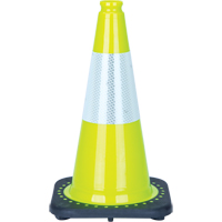 Premium Traffic Cone, 18", Lime Green, 6" Reflective Collar(s) SDS934 | Nassau Supply