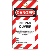 Lockout Tags, Plastic, 3" W x 5-3/4" H, French SE340 | Nassau Supply
