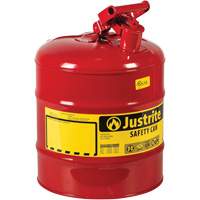 Safety Cans, Type I, Steel, 5 US gal., Red, FM Approved/UL/ULC Listed Nassau Supply