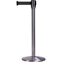 Barri&egrave;res sur pieds pour le contr&ocirc;le des foules, Acier, 35" h, Ruban Noir, Longueur du ruban 7' Nassau Supply