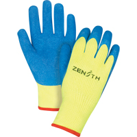 High Visibility Coated Gloves, 7/Small, Rubber Latex Coating, 7 Gauge, Terry Shell Nassau Supply
