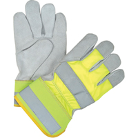 Premium Quality High Visibility Fitters Gloves, Large, Split Cowhide Palm, Cotton Inner Lining Nassau Supply