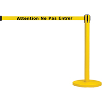 Barri&egrave;re autonome pour le contr&ocirc;le des foules, Acier, 35" h, Ruban Jaune, Longueur du ruban 7' Nassau Supply