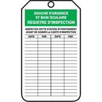 &eacute;tiquettes de s&eacute;curit&eacute; d'inspection et de contr&ocirc;le de l'&eacute;tat de l'&eacute;quipement, Papier cartonn&eacute;, 3-1/8" la x 5-7/8" h, Français Nassau Supply