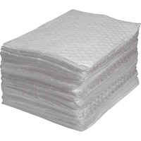 Feuilles absorbantes en fibres fines de premi&egrave;re qualit&eacute;, Huile seulement, 15" x 17", 25 gal. d'absorption Nassau Supply
