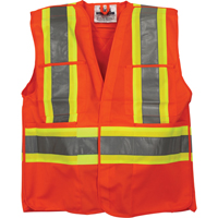 Traffic Safety Vest, High Visibility Orange, Medium/Small, Polyester Nassau Supply